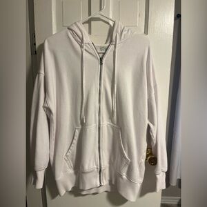 aerie white zip-up hoodie